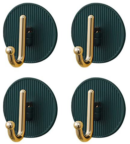 Adhesive Hooks,4 Pcs Hooks Self Adhesive from Waterproof Strong Bonding Power Sticky Hooks for Hanging Coat Cloth Towel Key,Multi-Purpose Hanging Hooks for Bathroom,Kitchen Without Nails (Green)