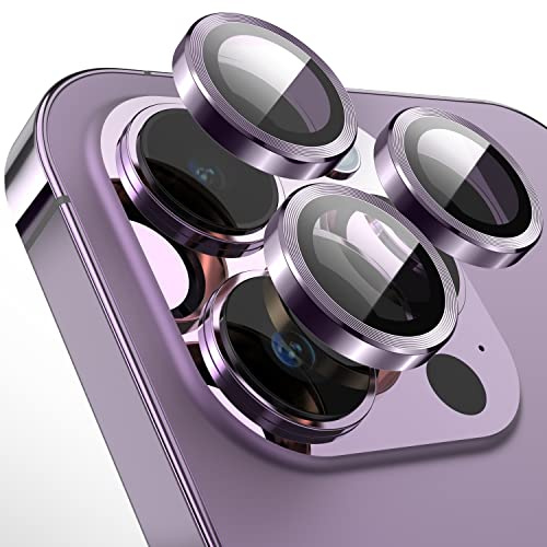 Diruite Camera Lens Protector for iPhone 14 Pro/14 Pro Max,HD Tempered Glass + Aluminum Ring Camera Protector
