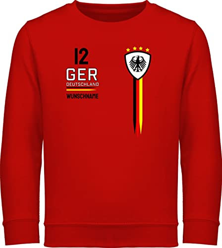 Sweater Kinder Sweatshirt Jungen Mädchen Pullover - 2026 Fussball Fanartikel - Deutschland WM Trikot Farben - 128 (7/8 Jahre) - Rot - fußball german kinderpullover em 2024 germany pulli fußball.