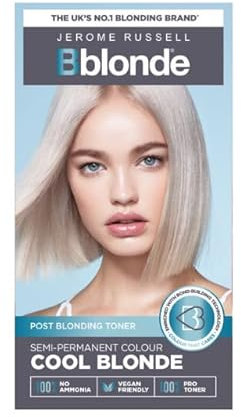 Jerome Russell Bblonde Cool Blonde Post Blonding Toner - Semi Permanent Hair Dye Kit for Pre Lightened & Blonde Hair with Brazil Nut Oil, No Ammonia & Vegan