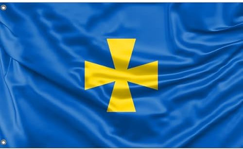 Poltava Region, Ukraine Flagge | Einzigartiger Designdruck | Hergestellt in der EU (90 x 150 cm)