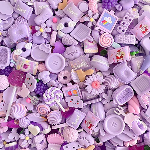 50 süße Schleim-Charms,für Heimwerker, Bastelarbeiten und Ornamente, Scrapbooking-Perlen, verschiedene Süßigkeiten, Obst, Kuchen, Harz, Weihnachtsgeschenke, Spalier, Harz-Ornament-Kit, Zubehör