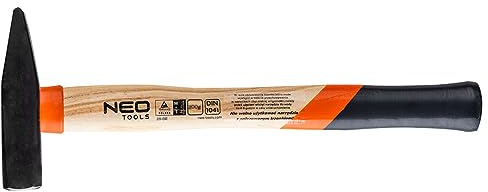 NEO TOOLS Schlosserhammer 1 Stück, Eschestiel, 400 g Kopfgewicht | Geschmiedeter und Gehärtet Hammerkopf, Holzstiel