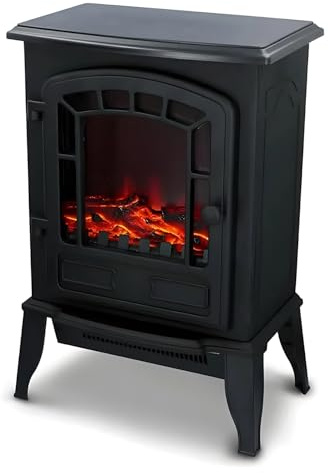 eden pulse 801282 Dimmbarer LED-Heizkamin mit Flammeneffekt, Schwarz/Weiß, 2000 W