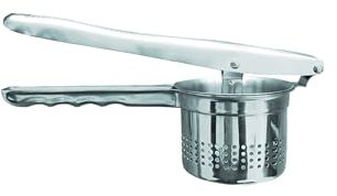 De Luca Schiacciapatate in Acciaio Inox AISI 430 per Alimenti, Manici Resistenti alla Pressione, Lavabile in Lavastoviglie, Cestello con Fori di Diametro 3,5 mm, Professionale