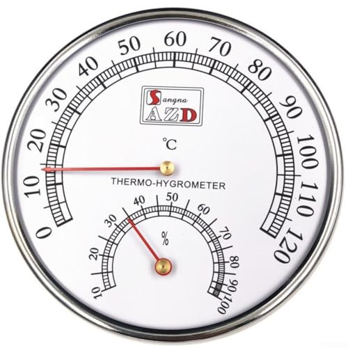 Termoigrometro analogico 2 in 1, per sauna, termometro, igrometro, temperatura, umidità, bagno, orologio da parete con timer
