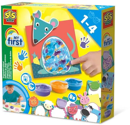 SES Creative | My First | Fingermalset Tiere für Kinder | Kreative Kunstspiele | 10 Seiten | Motorische Entwicklung und Kreativität | Abwaschbare Farbe | Geeignet | Geschenkidee für Kinder ab 1 Jahr