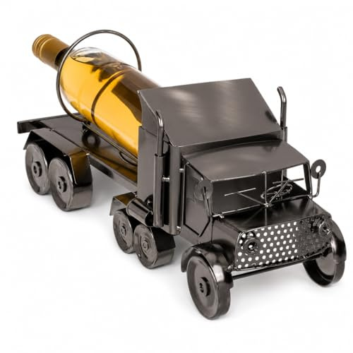 MIJOMA Camión portabotellas de Metal, portabotellas de Vino en Forma de camión, Souvenir para Camioneros, decoración de Cocina, 43x19 cm