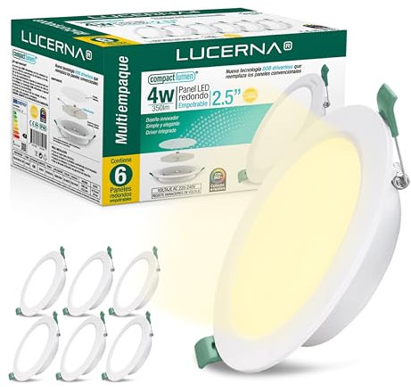 Lucerna Lámpara LED empotrada en techo, panel LED, paquete de 6 (3000 k, 4 W)