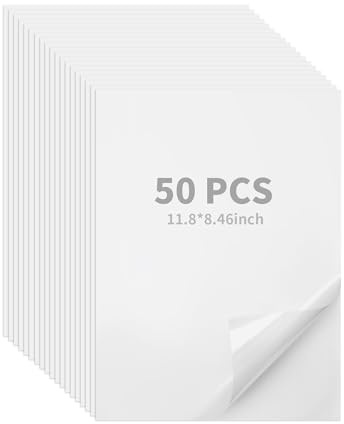 WENLISELL 50 PCS Double Sided Adhesive Sheets A4, Double Sided Sticky Sheet | For Crafting, Arts, Home Decoration