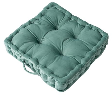 Fouriding Quadratische Bodenkissen 38CM,Weiche Samt Boden Sitzkissen Wurfkissen für Wohnzimmer Sofa Stuhl Boden Yoga Couch Tatami Dekorative (Grün)