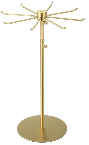 QUARKZMAN Espositore Portachiavi, 1pz - Espositore Girevole a 1 Strato in Metallo con 8 Ganci, Supporto Regolabile per Gioielli per Mostre Artigianali (Oro)