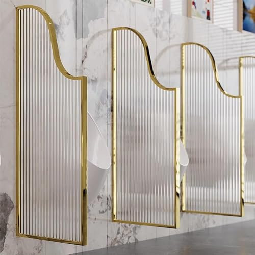CMHYBS Urinal-trennwand, Wc-Urinal-trennwand Mit Schwarzem Oder Goldenem Metallrahmen, Urinal-trennwand Aus Gehärtetem Glas Zum Schutz Der Privatsphäre(Size:2PCS,Color:Gold)