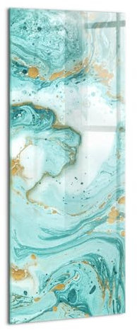 Wallfluent Wandbild Gehärtetes Glas Wanddekoration 50x125cm Für die Küche Badezimmer und Schlafzimmer Dicke 4mm Glasbild Mit Motiv Bild - Dekorative Marmorstruktur