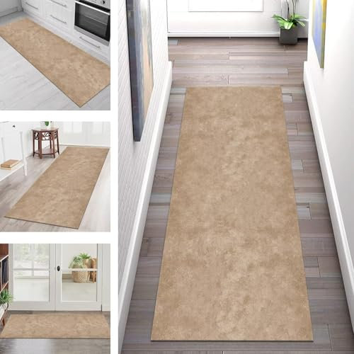 Teppich Läufer Lang Flur Küche Teppichläufer Rutschfest Waschbar Küchenläufer Teppichmatten Braun Abstrakt Schmutzfangmatte 60X300CM Meterware Flurteppich Wohnzimmer Schlafzimmer Küchenteppich