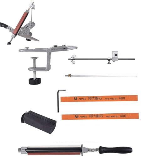Küchenmesserschärfer mit 2 Schleifsteinen, 360° drehbar, Flip-Design, fester Winkel, Messerschärfsystem, Körnung 320–1200, professionelles Küchenmesserschärf-Set für alle Messer, Scheren