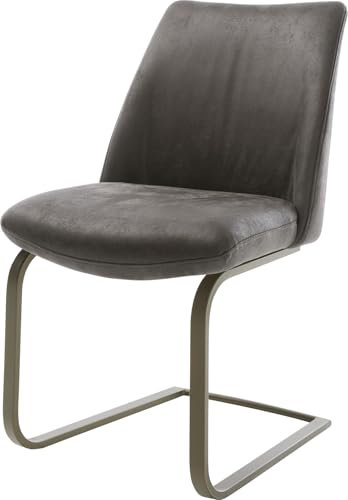 DELIFE Schwingstuhl Elso-Flex Freischwinger flach Effektfinish Titan Mikrofaser Anthrazit Vintage Taschenfederkern
