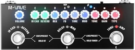 VOANZO Gitarreneffektprozessor mit IR-Ladefunktion, neun Verstärkermodelle, Delay, Reverb, Phase, Chorus, Distortion, Overdrive, Multieffektpedal für Aufnahmen über Bluetooth