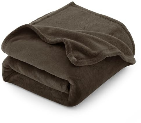 CozyLux Coperta Plaid Pile di Flanella 260gsm, Coperta Letto Singolo/Matrimoniale 150 x 200 cm, Coperta Divano Grande Calda Morbida - Marrone Scuro