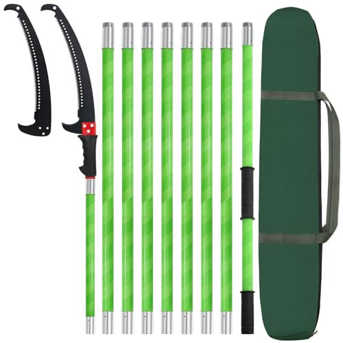 30Ft Pole Pruning Saw for Tree Trimming,Manual Pole Saw Trimmer Extendable,Garden Tools for Palm Oak High Branches,Cuts Clean and Fast
