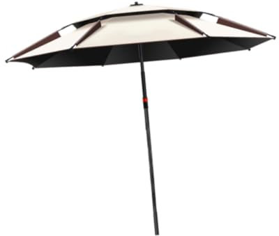Parasol de Plage avec 12 Baleines, Parasol de Jardin Exterieur UPF50+ Protection Solaire, Parapluie de Pêche à 360 ° Adjustable Shade Shelter Parasol pour La Piscine de Plage, Terrasse, 220cm, Blanc