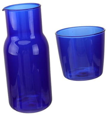 IMIKEYA Bicchieri e Caraffa in Vetro Per Uso Domestico Tazze Blu e Bottiglia Resistente Per Tè Freddo e Succhi Di Frutta