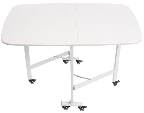 C-Juzarl Klappbarer Küchentisch, Esstisch mit Rollen, Klapptisch Esszimmertisch für kleine Räume, Küche, Esszimmer, 120x80x75cm, 100kg Tragkraft (Weiß)
