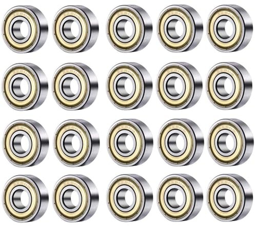 Anhoer 608ZZ Ball Bearings 20 Pack, ABEC-7 Double Shielded Deep Groove Bearing 8x22x7mm Pre-Lubricated Bearing Steel for Skateboard Wheels Scooter Inline Skates Roller Blades 3D Printer Fidget Spinner