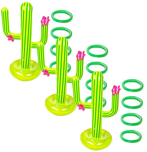 CLISPEED 3 Ensembles Jeux Gonflables Cactus Piscine Anneaux Accessoires Amusants pour Fête Activités Extérieures Gonflables pour Âges Couleur Aléatoire