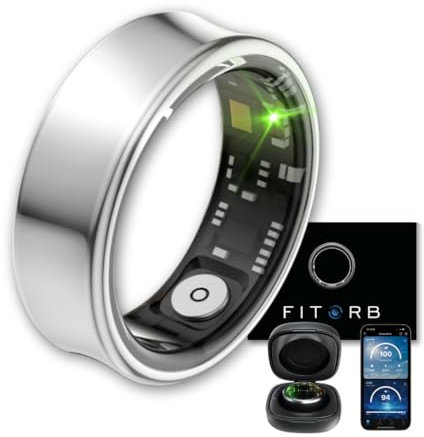 Fitorb Smart Ring Pro - Das Original. High-Tech Fitness- & Gesundheitsring, Schlafanalyse, 24/7 Aktivitätstracking. Temperaturmessung, Stress. Proberinge. (Neptun, Silber, 20,8 mm (11))