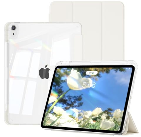 GKABXY Hülle für iPad Air 11 Zoll M4/M3/M2, iPad Air 5./4. Gen, Cremeweiß | Für iPad Air 11 (2026-2024) & 10,9 (2022/2020), Hybrid-Schutzhülle, Klare Transparente Rückschale, Anti-Vergilbungs Case