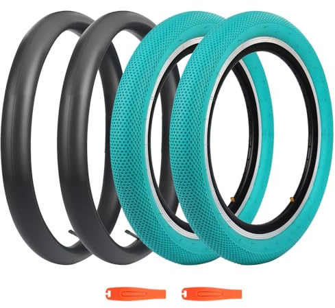 ZUKKA 2Pcs Faltbarer 20 Zoll BMX Reifen 20x2.40 Mantel und 2Pcs 20 Zoll Schlauch Ventil kompatibel Kinderfahrrad,MTB Mountainbike, MX Freestyle 20x2.40 Fahrradreifen und schlauche,Grün