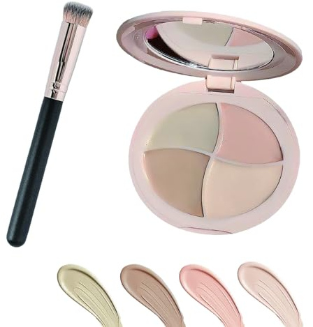 ARYIMYDP Palette de Correcteurs Full Cover, 4 Couleurs en 1, Correcteur Contour avec Pinceau, Corrige Marques Rouges, Cernes et Adoucit Ridules, Souligne Contours, Waterproof et Longue Tenue