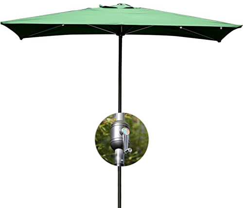 LSLYTQ Garden Parasol Umbrella With Crank, Patio Umbrella Outdoor Sunshade Canopy, Waterproof, Half Rectangular, Ideal For Balcony Door Window Backyard Sun Shade good