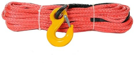 Kit de Cuerda sintética for cabrestante de Coche de 10 mm x 30 m, Cable Resistente con Gancho for ATV UTV Todoterreno Ligero y con Resistencia a la abrasión(Orange)