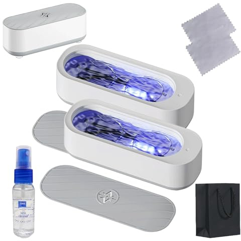 Grolomo 2025 New Glasses Cleaner,Rechargeable Eyeglass Cleaner Machine,Jewelries Tarnish Remover, Fast Deep Cleaning, No Scratches (2pcs)