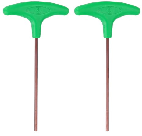 sourcing map Lot de 2 clés hexagonales avec poignée en T - 4 mm - En acier S2 - Clé hexagonale intérieure - Outil de réparation pour l'entretien automobile et domestique - Vert