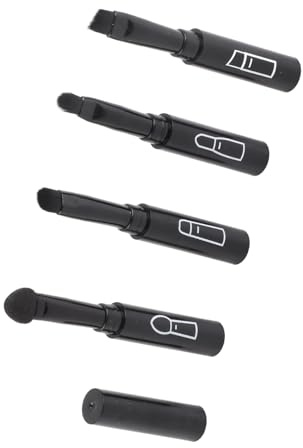 Cryfokt Juego de Brochas de Maquillaje Telescópicas, Brochas Cosméticas Suaves y Retráctiles para Labios, Cejas, Sombra de Ojos, para Fanáticos de la Belleza del Maquillaje Esponjoso, Plástico (BLACK)