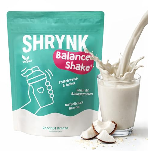 SHRYNK Balance Shake Mahlzeitenersatz Coconut Breeze (500g) - Eiweißshake zum Abnehmen - Trinkmahlzeit Pulver - High Protein Diät Drink ohne Inulin - Vegan Abnehmen Shake