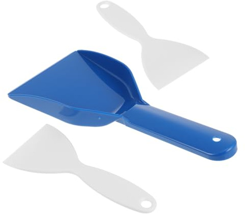 ADOCARN 3pcs Plastic Refrigerator Ice Shovel Set with Ergonomic Design and Compact Size, Versatile Ice Scraper for Freezer and Car Windscreen, Easy Storage in Kitchen Drawer Or Glove