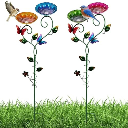 Buerfu Tazze Per Abbeveraggio - Decorazione Da Giardino In Metallo - Vasca Per Farfalle Da Esterno,Per Proprietari Di Casa Amanti Degli Animali Patio Cortile Balcone Terrazza Scuola Centri