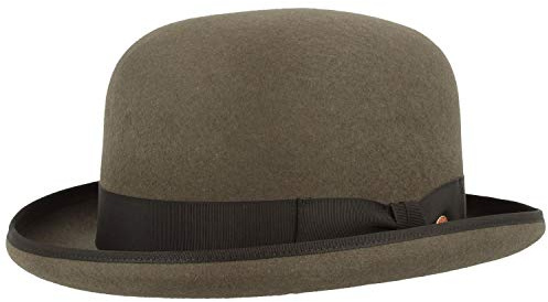 Mayser Viril Melone Cappello Bombetta da Uomo in Feltro di Lana con Nastro Grosgrain, 58