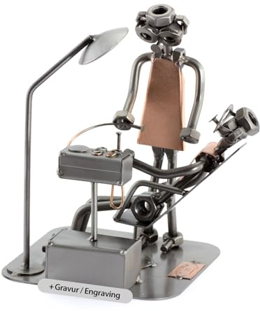 Steelman24 Schraubenmännchen Schraubenmänchen Zahnarzt mit Gravur | Made in Germany,Handarbeit,Geschenkidee,Stahlfigur,Metallfigur