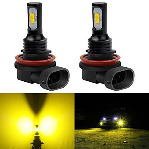 KATUR Bombillas de luz antiniebla LED H11 H8 H9 3570 Chipets Extremadamente Brillantes 2400 lúmenes Solo para luz Diurna DRL o Luces antiniebla, luz Dorada (H11, H8, H9 H16 (Japón) Dorado)