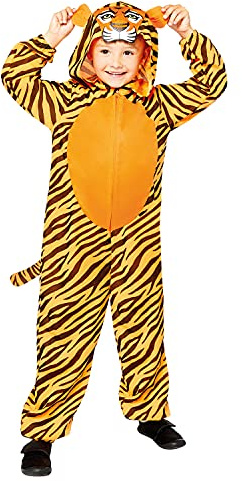 Amscan 9908793 tiger halloween kostym onesie-ålder 8-10, orange