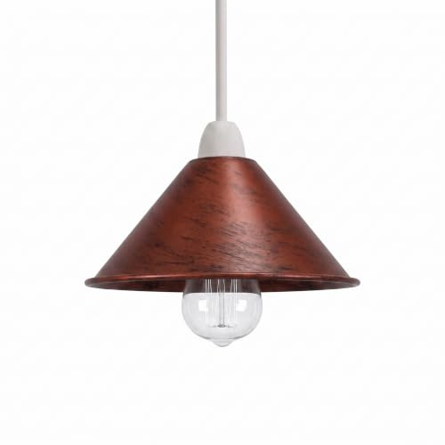 LEDSone Industrielle Decken-Hängelampenschirme, Retro-/Vintage-Stil, kegelförmiger Hängelampenschirm zum Aufhängen von Deckenleuchten (schwarzes Innengold) (Rustikales Rot)