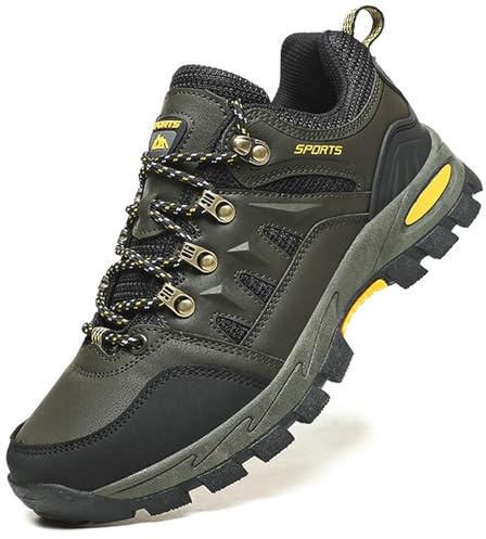 Topwolve Hiking Boots Men's Women's Waterproof Walking Shoes Low Rise Trekking Climbing Shoes Outdoor Backpacking Camping Trails Shoes,Green,9.5 UK