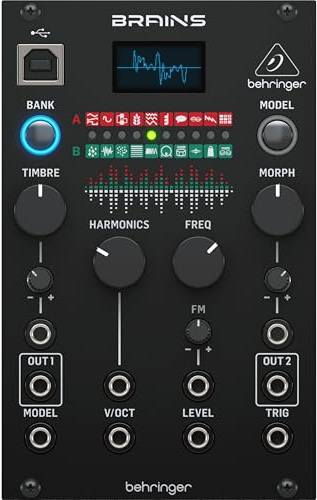 Behringer BRAINS Hochauflösendes Multi-Engine-Oszillatormodul für Eurorack mit 20 Synthesemodellen, 96 kHz Klangqualität und OLED-Oszilloskop