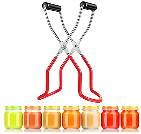 Canning Jar Lifter Tongs,Stainless Steel Anti-Scalding Jar Lifter Non-Slip Glass Jar Clip with Rubber Grip Handle for Kitchen Restaurant Wide-Mouth Canning