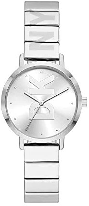 DKNY Damenuhren The Modernist, Dreizeigeruhrwerk, 32mm Silberfarbenes Legierungsgehäuse mit Edelstahlarmband, NY2997